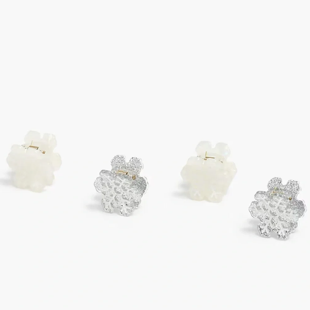 J Crew / CrewCuts mini snowflake hair clips set-of-four NWT